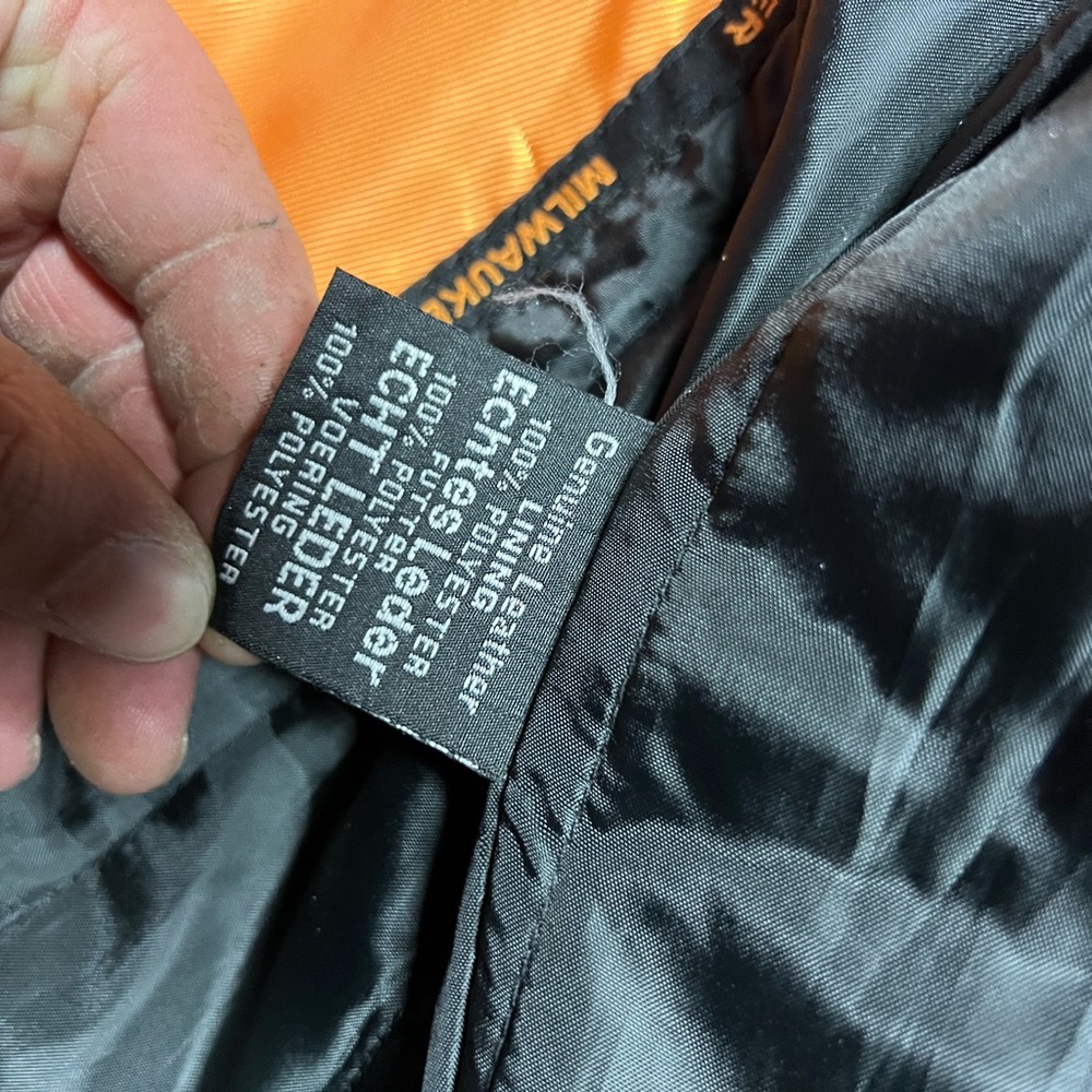 Source Unknown Dark Leather Jacket With Vibrant L… - image 5